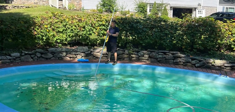 Eagleview Pool Care team offering professional pool cleaning and maintenance services in Connecticut