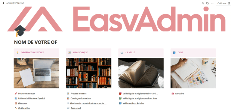 template notion kit gestion de formation certification qualiopi easyadmin
