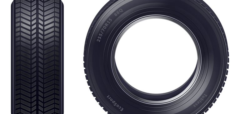  a tire on a white background