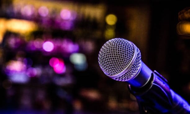 microphone at karaoke bar