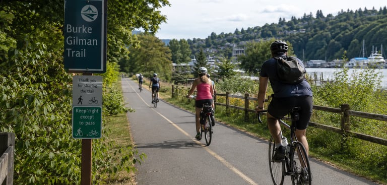 Cyclists on the Burke Gilman Trail in Seattle
