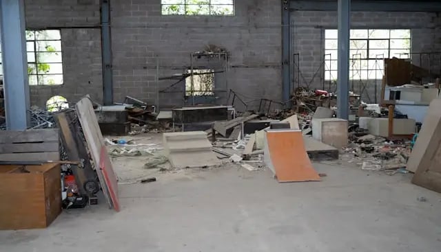warehouse building full of junk