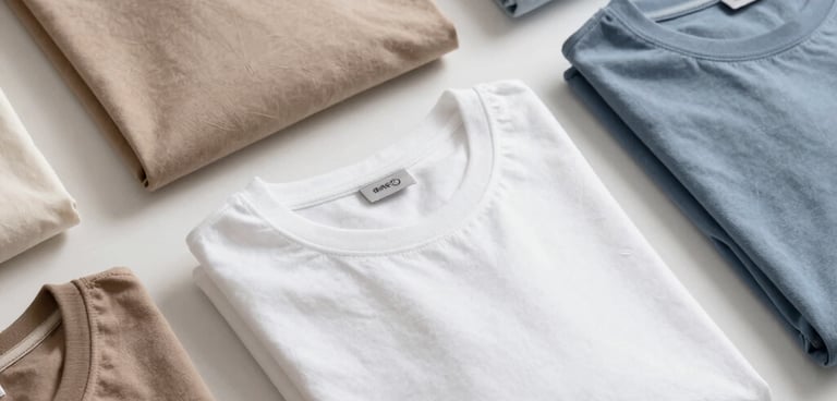 Soft bamboo and cotton blend t-shirts neatly folded.