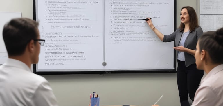 A consultant discussing strategies with a Libyan business team around a conference table.