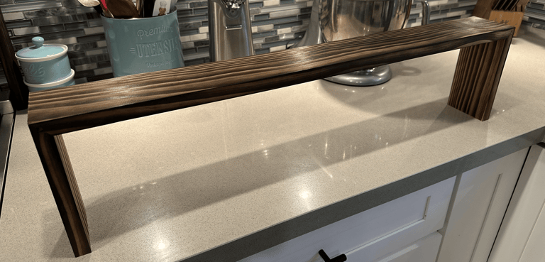 kitchen shelf on counter top burned wood