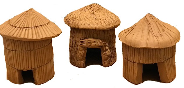 clay buildings representing wickiup shapes