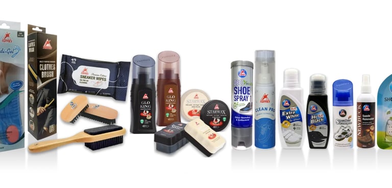 Yuppies shoe care products distributed by A.S & Co. Pakistan – shoe polish, shoe cleaner, and shoe w