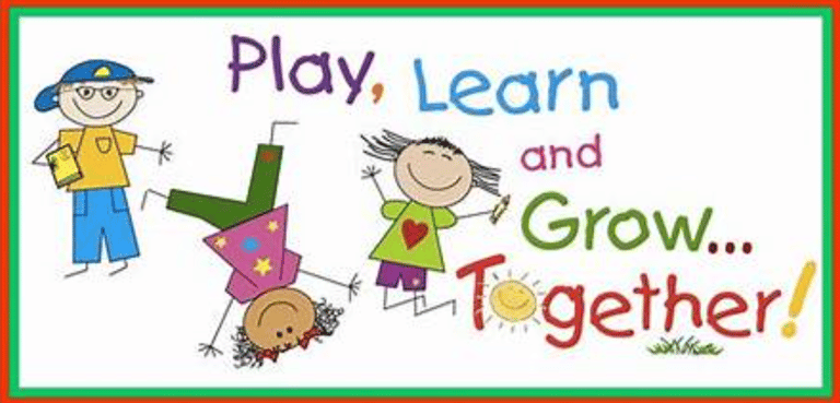 rectangle of kids playing with Play, Learn and Grow Together!