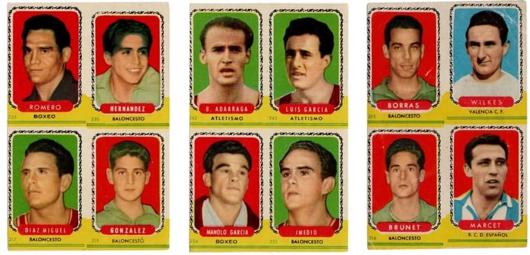 1956 Campoenes Cromos sheet uncut Baloncesto cards Rare