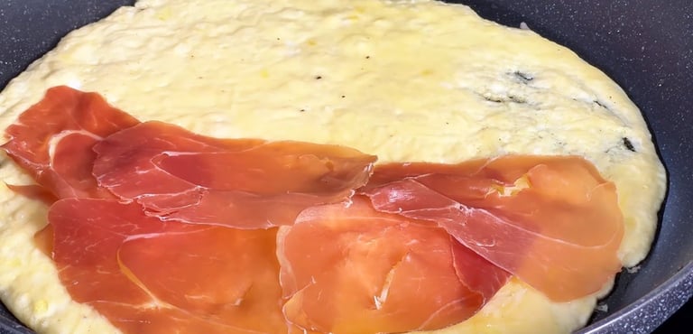 Add your ham and cheese to your savory omelette