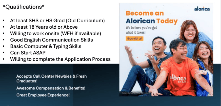Alorica San Nicolas Ilocos BPO Call Center Jobs Hiring Opening Tagalog Non Voice Dayshift WFH