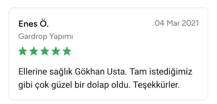 Enes isimli müşterinin tam istediği gibi işi teslim aldığını vurgulayan görsel