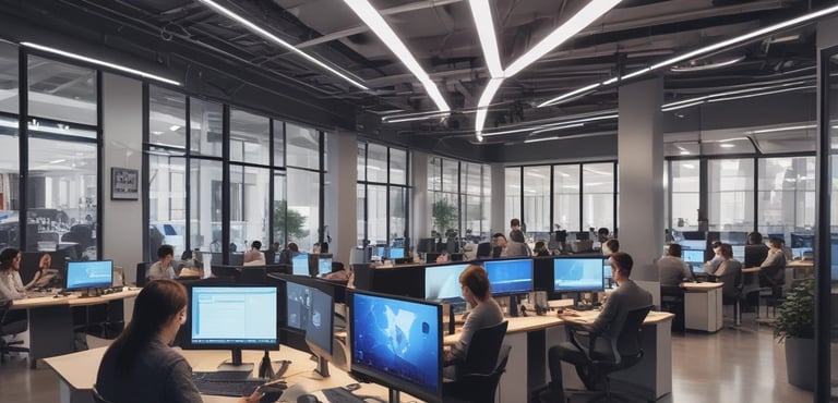 A professional workspace showcasing Nexo IA's innovative AI solutions.