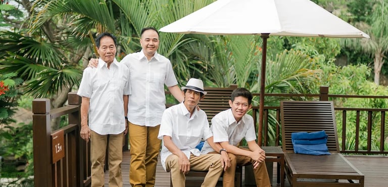 Selly family enjoying a poolside moment at Karma Kandara Uluwatu Bali  
