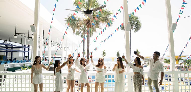 Bachelorette celebration group moment at Batu Belig Beach Seminyak Bali