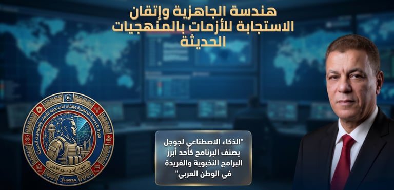 بوستر دورة هندسة الجاهزية واتقان الاستجابة للازمات بالمنهجيات الحديثة للواء أيمن سيد الأهل
