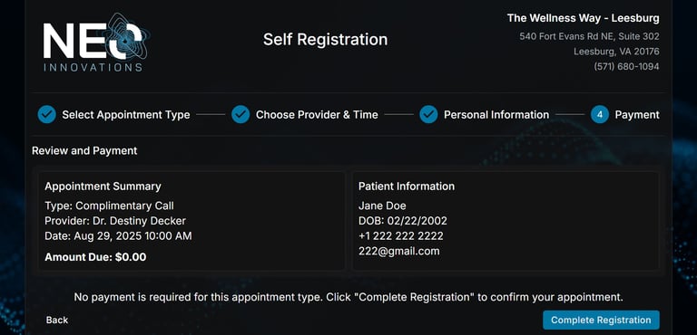 Self registration confirmation