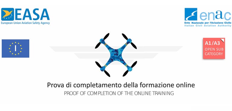 prova di completamento della formazione online come pilota di droni per le categorie A1 e A3