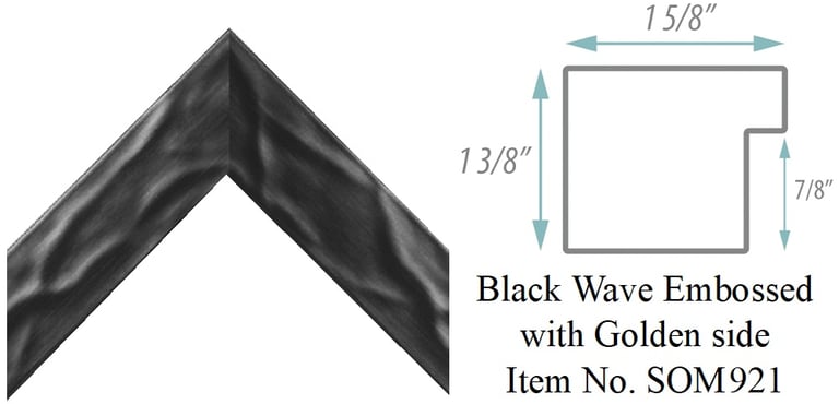 Black Wave Embossed Square with Golden Side Picture Frame