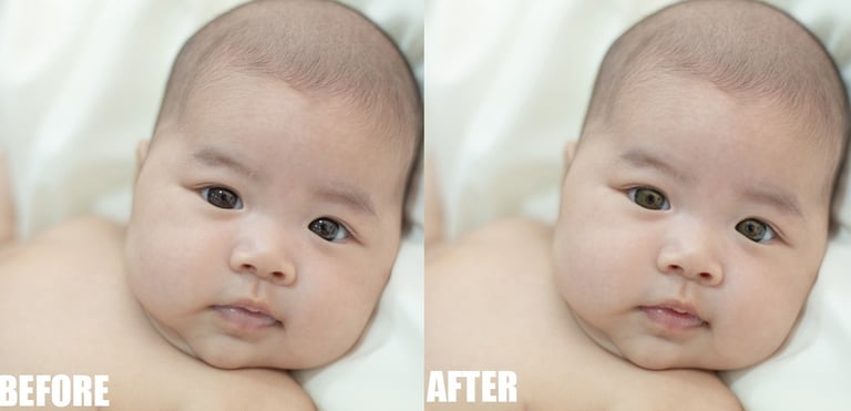 eyes and face retouching before and after