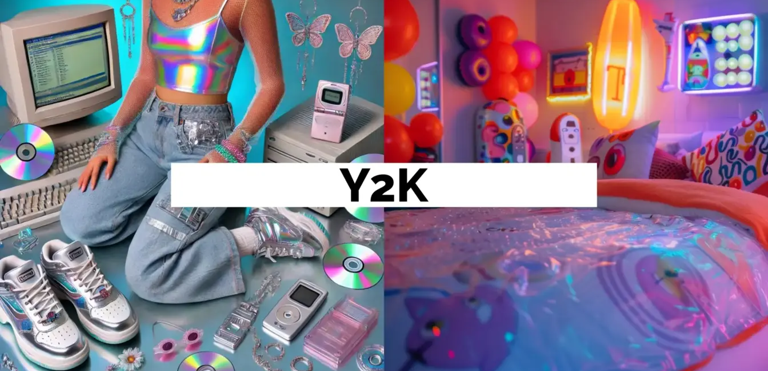 Chica y habitación con estética Y2K