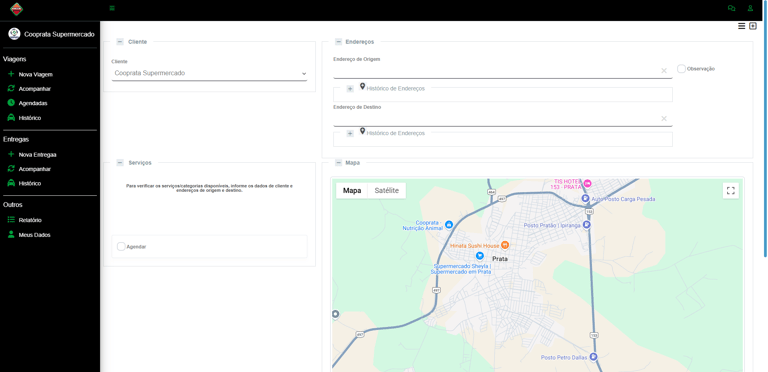 Painel de controle para empresas