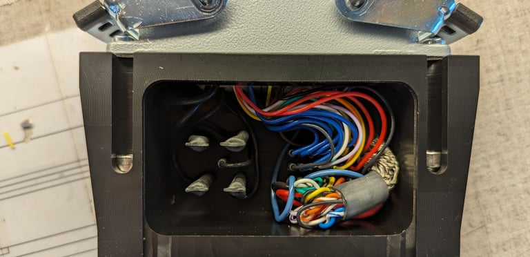 Hand-made shielded cable inside electrical enclosure