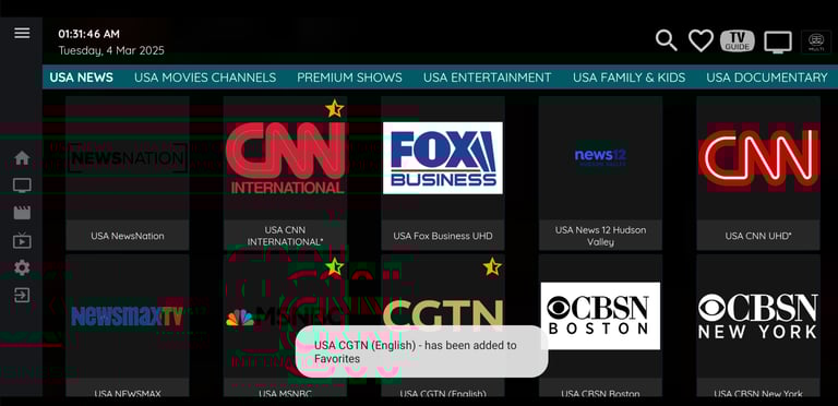 Create a favorite list on catchontv