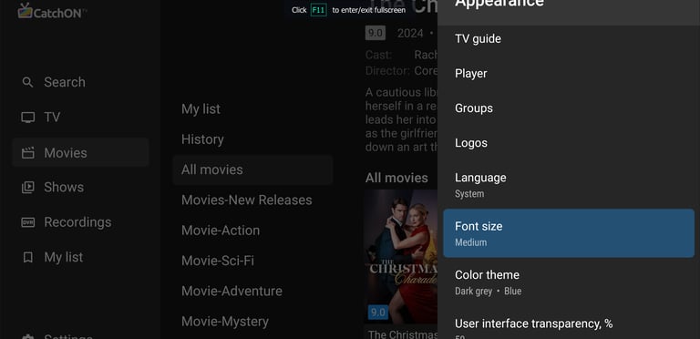 Customize the apeparance of catchontv App