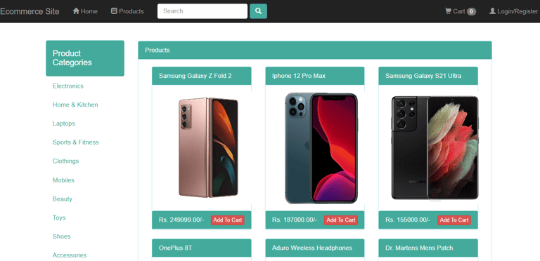 Ecommerce Online Shopping System - Homepage