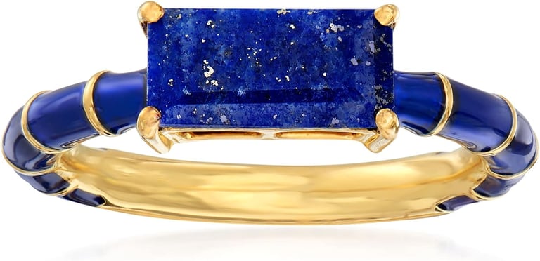 Royal Blue and Enamel Ring in 18kt Gold Over Sterling. Ross-Simons