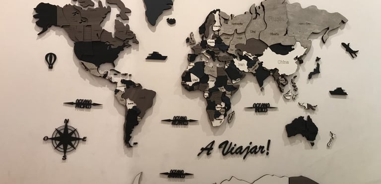 cuadro mapamundi planisferio 3d en madera calada con laser