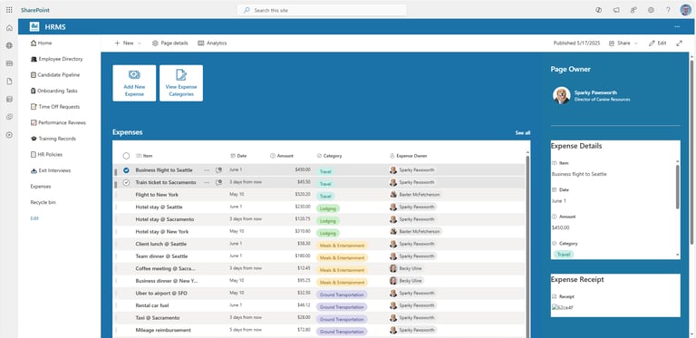 Expense Tracking for with SharePoint & Office 365
