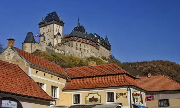 Karlštejn Castle above Bohemian village - 45-minute private minivan ride from Prague