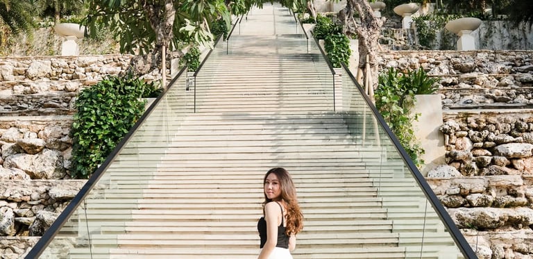 walking on stairs at apurva kempinski bali nusa dua