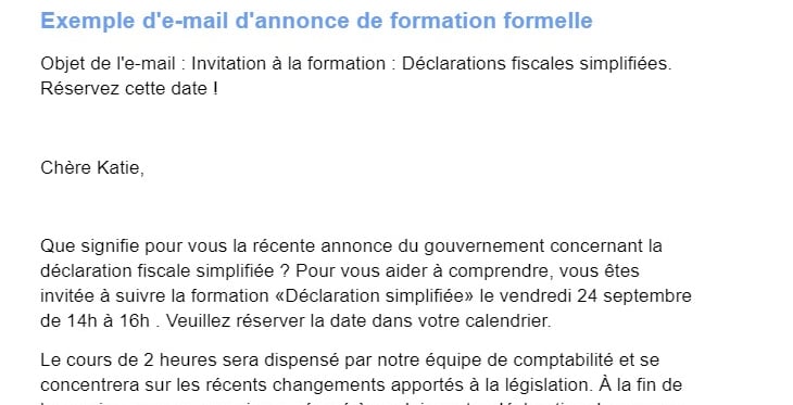 Exemple de mail d'invitation à un séminaire professionnel