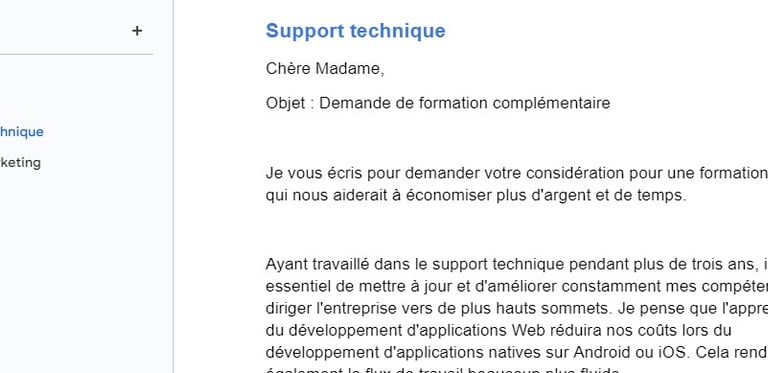 lettre de demande de financement de formation à son employeur
