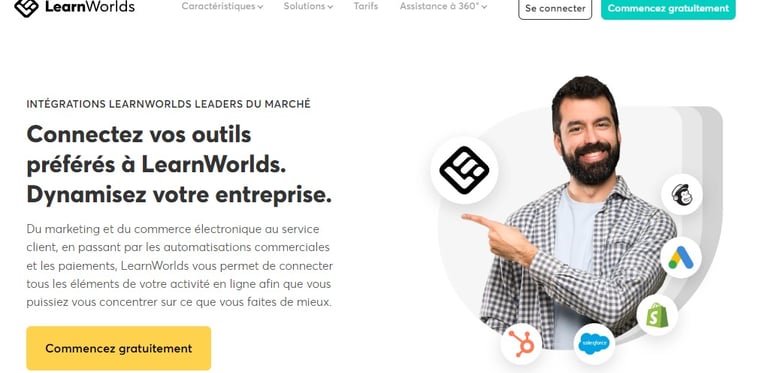 LearnWorlds, intégrations au LMS pour centre de formation