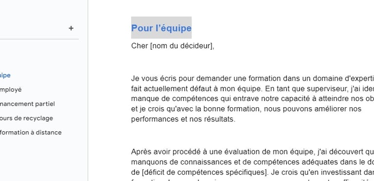 modèle de lettre pour demander une formation à son employeur