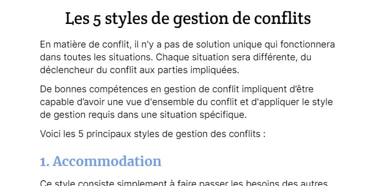Les 5 styles de gestion des conflits pdf