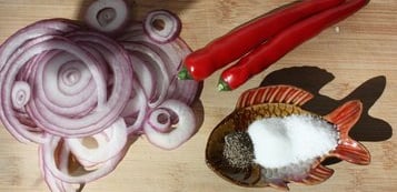ingredients for pickled onions and chillies
