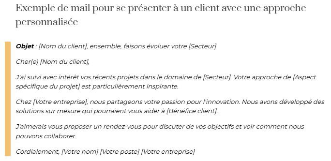 se présenter à un client par mail exemple