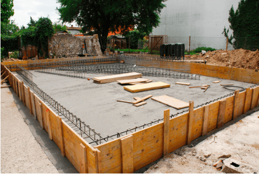 concrete foundation installation in progress