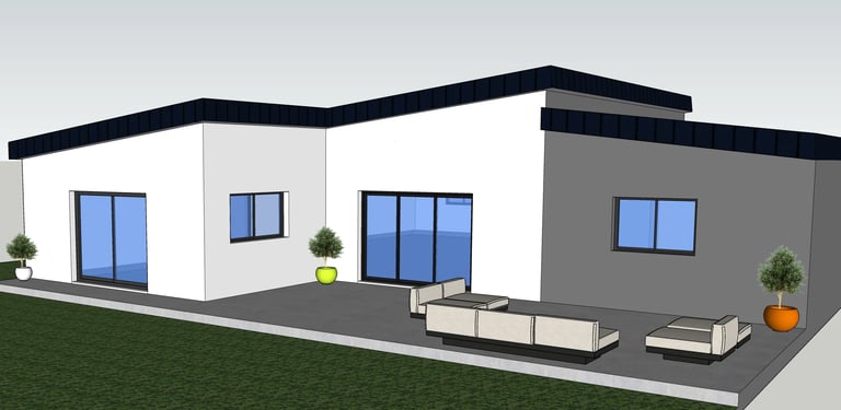 Construction neuve d'une maison moderne par JHP Création à Saint-Gonnery, Centre Bretagne.