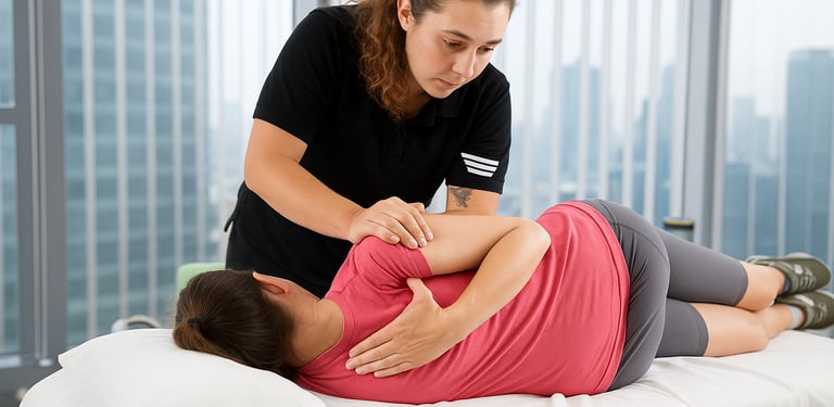 Home physiotherapy for managing ankylosing spondylitis symptoms.