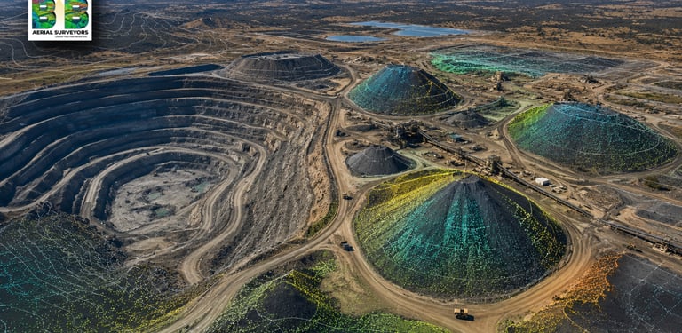 LiDAR stockpile volume measurement data for mining and quarry survey planning.