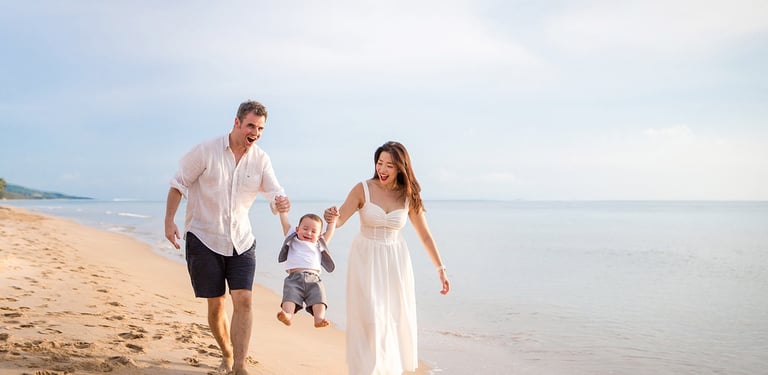 Family Photoshoot on Long Beach, Phu Quoc Island – Parents & Baby
