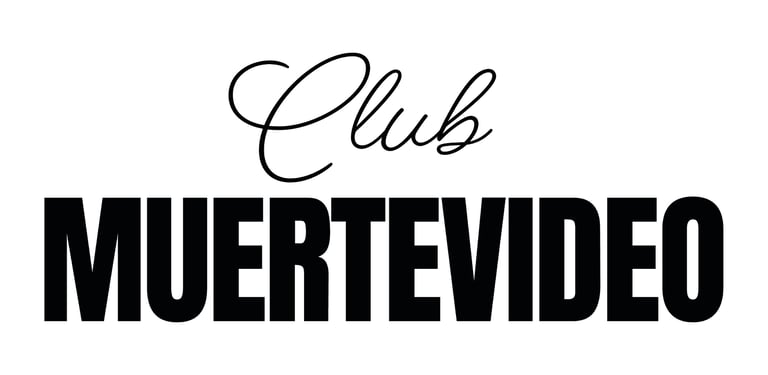 Club Muertevideo minimalist black logo featuring elegant script and bold sans-serif typography.