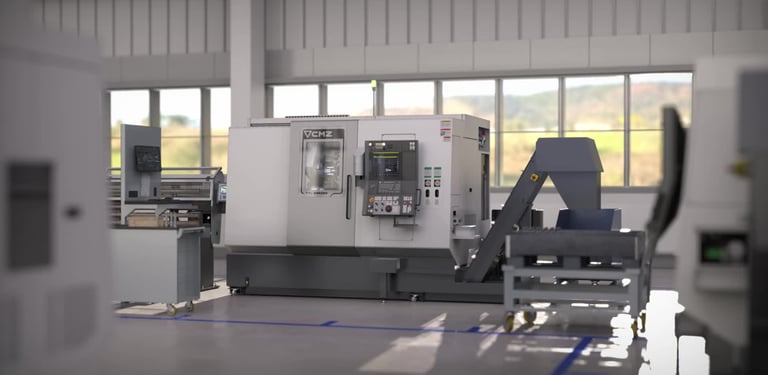 a machine shop with a machine that is working on a machine