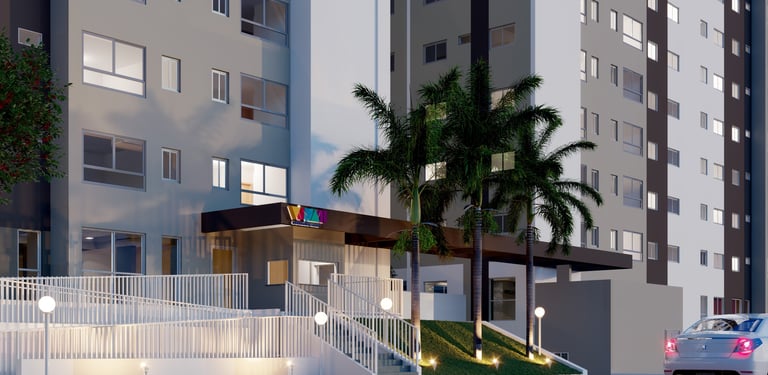 a car parked in front of a tall building